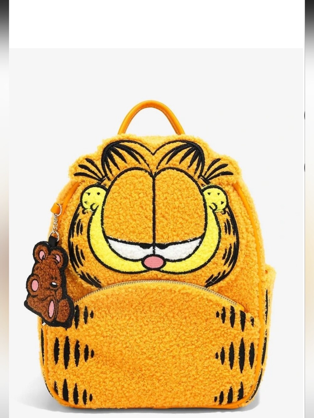 LIKE NEW Garfield Chenille Embroidered Backpack with Pooky Charm/Keychain